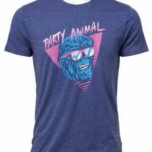 Tipsy Elves Party Animal Graphic T Shirt Small Blue Funny Retro Unisex Tee